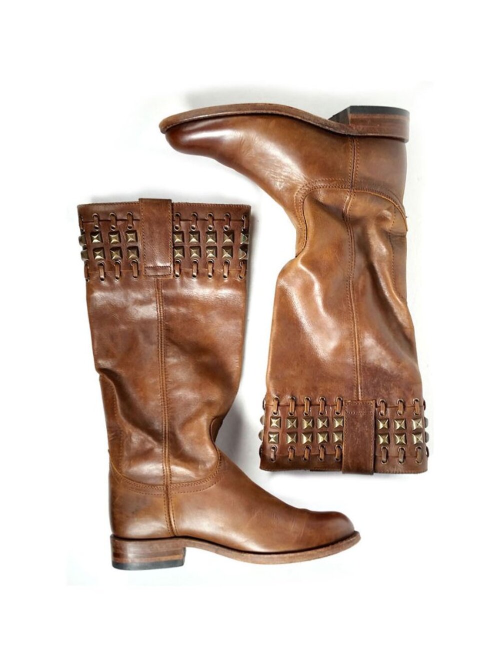 Sendra Boots Y2K Brown Leather Tall Boots Size 6.5
